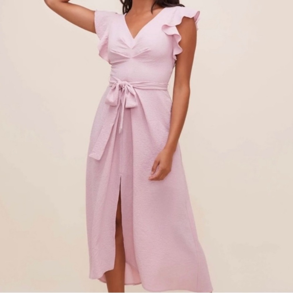 ASTR euphoria ruffle lilac purple midi dress NWT